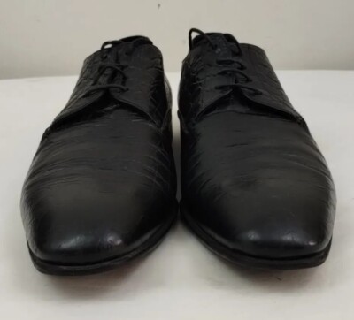 Men’s size 10 Giorgi Armani Black Dress shoes GIORGIO ARMANI Size 10 Black Herringbone Leather Lace Up  main image 3
