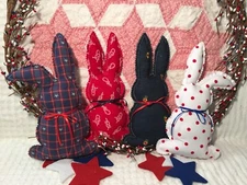 Farmhouse Patriotic ~ Americana Bunny Bowl Fillers ~ Tucks ~ Set of 4 