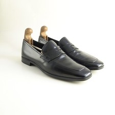 Prada Penny Loafers 2DC061 Black Polished Leather Mens Shoe Size EU 42.5 US 9.5