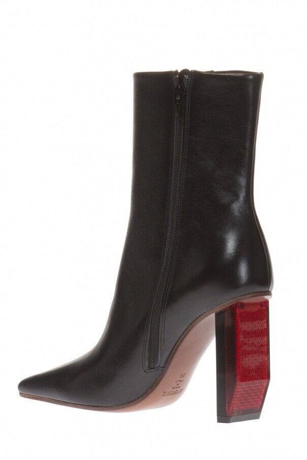 Vetements Black Leather Red Reflector Heels Ankle Boots Size Vetements Black Leather Red Reflector Heels Ankle Boots Size