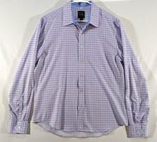 Jos A Bank Mens Large Slim Fit Long Sleeve Blue Red Check Button Up Traveler