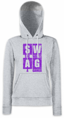 SHE WANTS A GAMER Damen Hoodie Sweatshirt Gamer Games Swag Roleplay LARP RPG