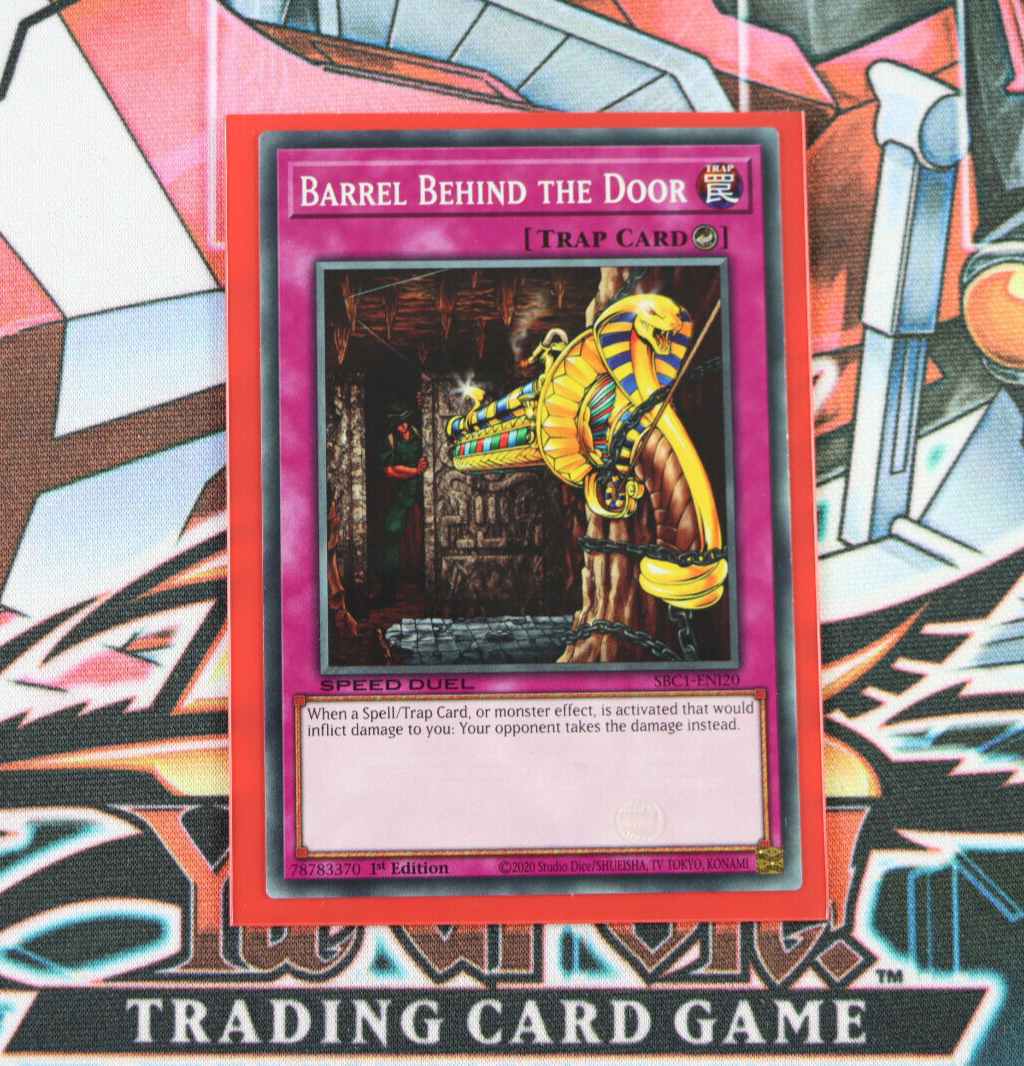 YuGiOh Trap Card Barrel Behind the Door SBC1-ENI20 1st Edition