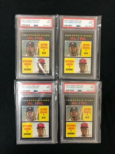 (1) 2020 Topps Heritage Yordan Alvarez / Aristides Aquino Rookie Card PSA 9 Mint