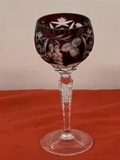 AJKA CRYSTAL  --  MARSOLA - RUBY  --  CUT, CORDIAL DRINK GLASS