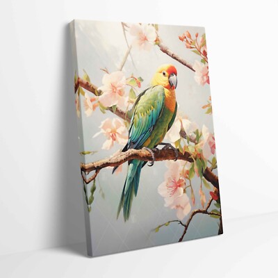Papagei und Magnolie Blumen aufgespannte Leinwand oder ungerahmtes Poster Kunst weitere Größen