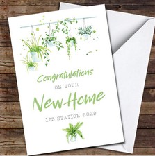 New Home Congratulations Plants Plant Lover Green Nature Personalised Card