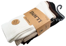 Born Crew Socks 5-Pack Women Size 4–10 Cotton Blend Neutral Tones Moisture Wick