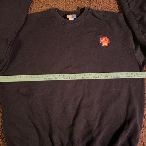 VTG Shell Oil Gasoline Sweatshirt Gas Station Mens XXL 2XL Embroidered Black EUC - Picture 8 of 11