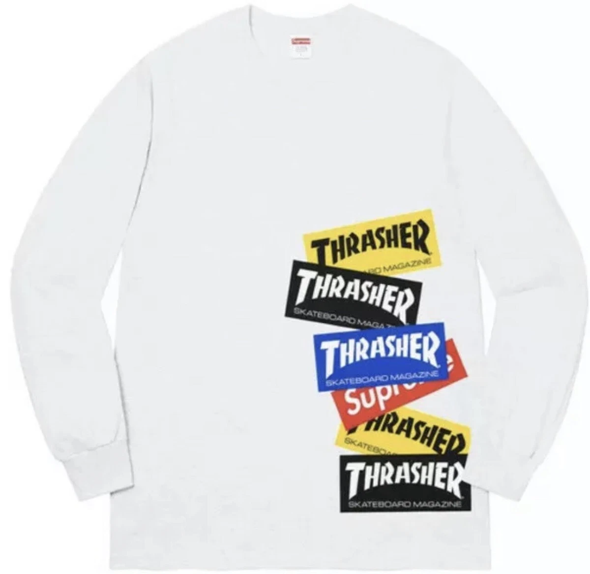 Supreme X Thrasher Multi Logo L/s Tee White XL FW21 With Supreme sticker