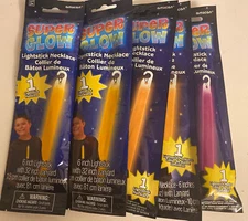Amscan Super Glow Lightstick Necklace, Orange And Purple 6” Tall 32” Lanyard Lot