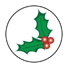 48 HOLLY BERRY ENVELOPE SEALS LABELS STICKERS 1.2" ROUND