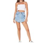 Carmar Belinda Distressed Denim Mini Skirt w/ Rhinestone & Zipper - Size 24 — photo 2
