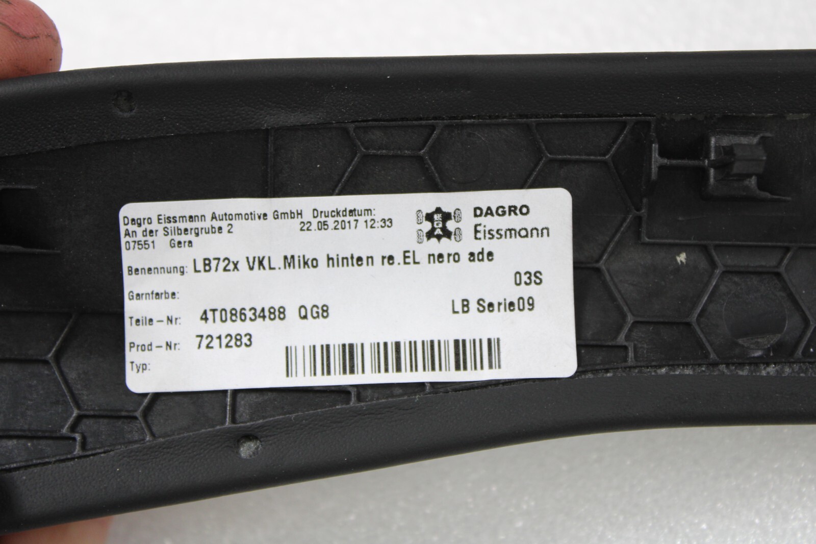 Lamborghini Huracan, LP580, LP610, RH, CNS Side Trim Panel, Used, P/N 4T0863488
