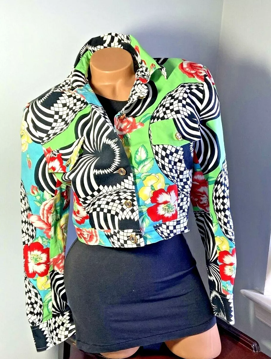 Vintage Kamosho Paris crop Jacket Blouson Marina Sitbon Multicolored Fun  Size 2