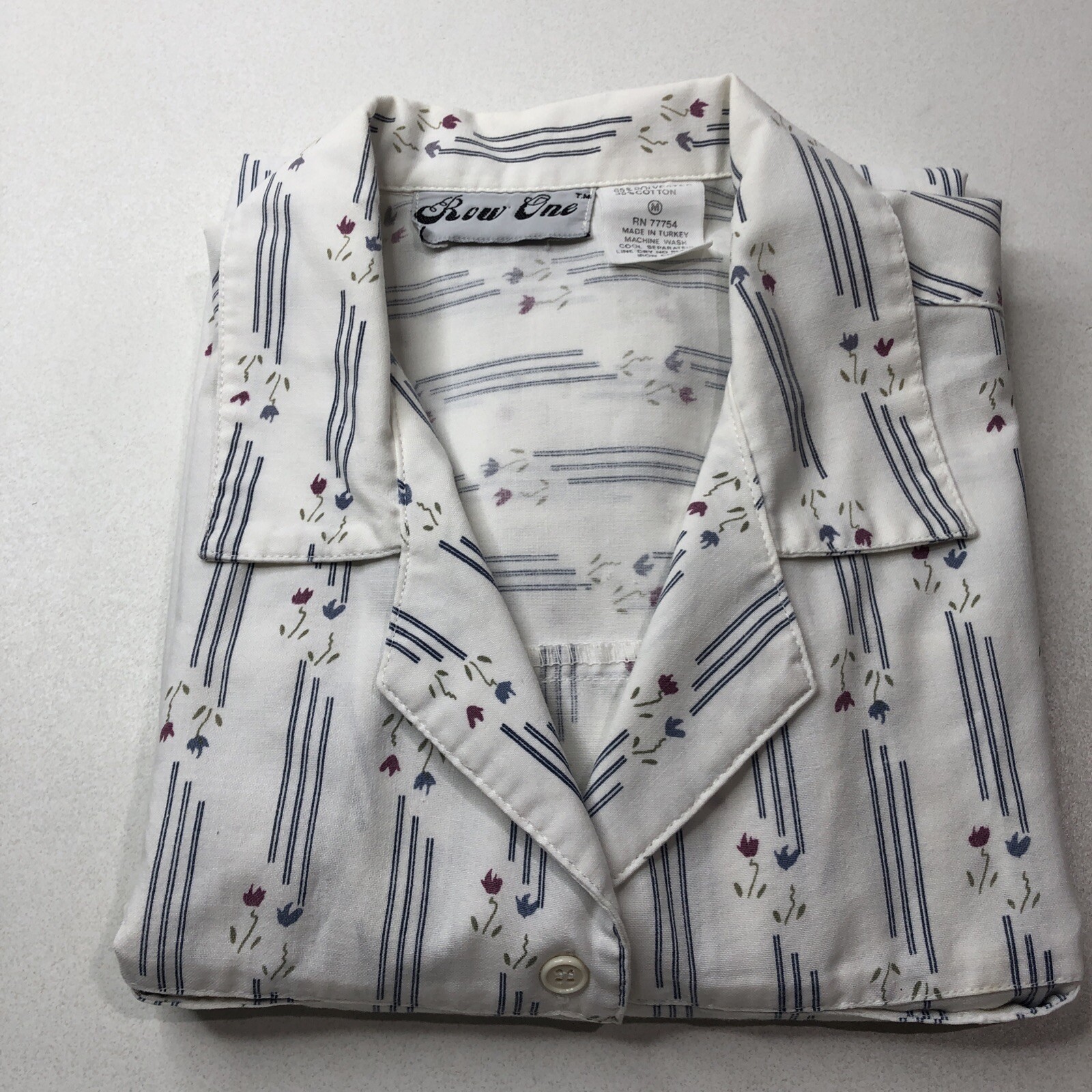 FILA Camicia da donna bianca floreale Row One taglia M manica corta con bottoni casual