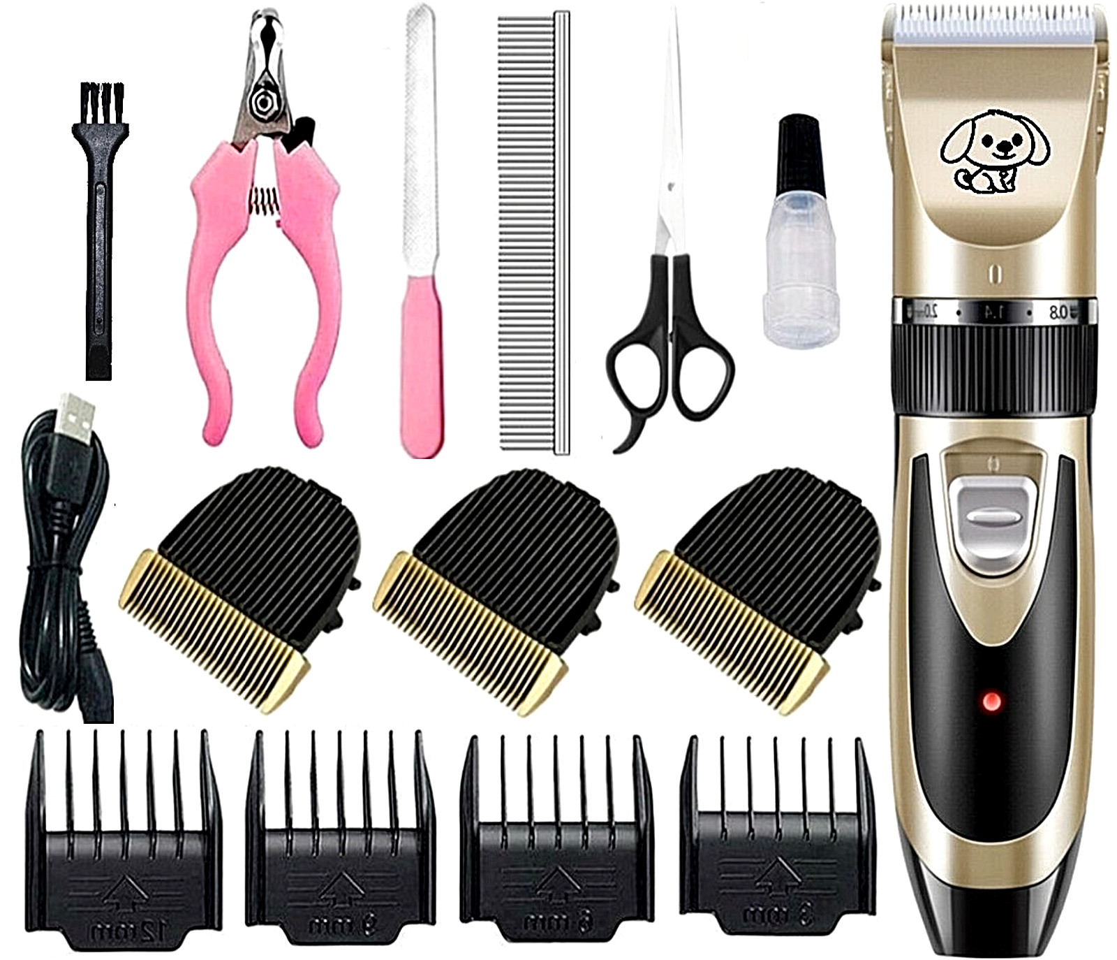 Dog Cat Pet Grooming Kit Rechargeable Cordless Electric Hair