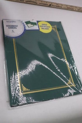 (6-Pk) Geographics Certificate/Document Cover Green 12-1/2'' x 9-3/4'' 47399