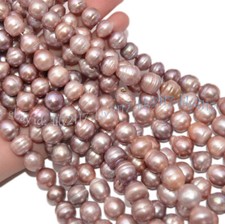 11-12mm Genuine Natural Lavender Purple South Sea Baroque Pearl Loose Beads 15''