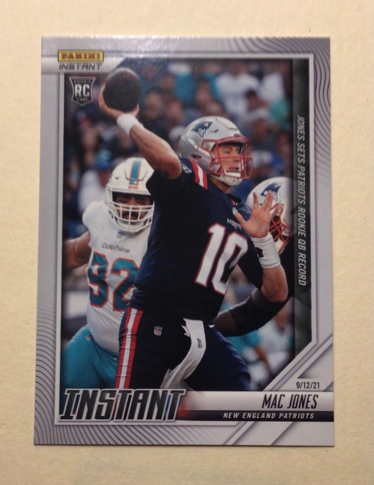 2021 Panini Instant NFL Mac Jones RC #18 Sets Patriots Rookie QB Record