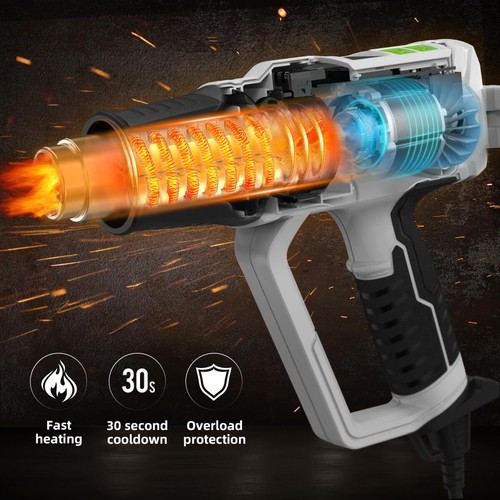 Huepar Tools Pistola Termica 10 Accessori Pistola ad Aria Calda con Display Digitale LCD, 122°F- - Foto 6 di 7