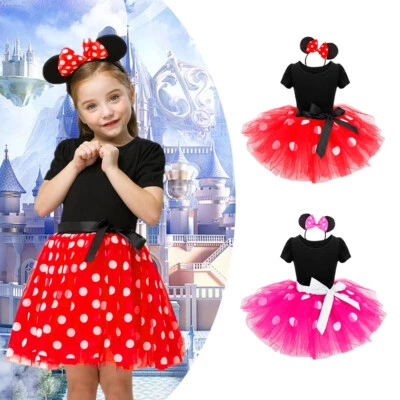 Mädchen Kinder Minnie Maus Prinzessin Tutu Kleid Kostüm Partykleid Festkleid Neu - Bild 1 von 4