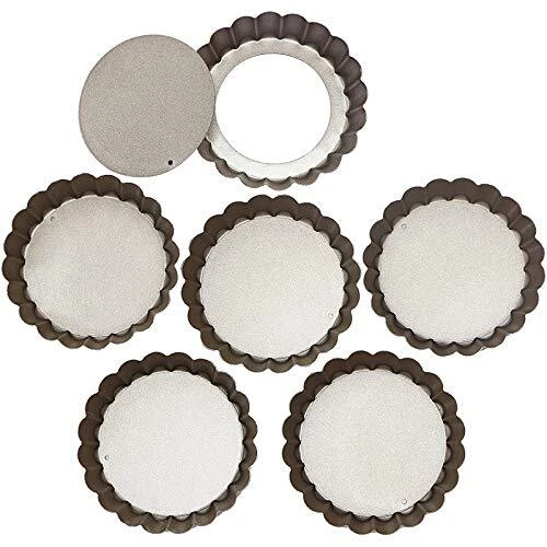 4 Inch Mini Tart Pan Set of 6, Non-Stick Small Tart Mold Quiche Pans