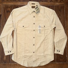 St Johns Bay Chamois Cloth Shirt Mens Size Medium Button Up Vanilla Heather NWT