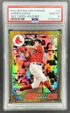 Jarren Duran 2022 Ben Baller Chrome 1987 Topps Gold Refractor /50 #19 PSA 10 Gem
