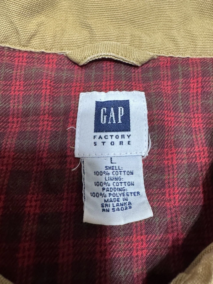 Vintage GAP Harrington Canvas Jacket Size L Plaid Lined Full Zip Y2K 2000s Mall  - Image 4 of 4
