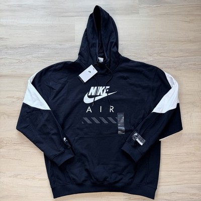 NEW Nike Air  Mens Sportswear  Hoodie Black White  Sweatshirt Size L HJ0273-010