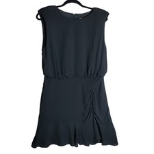 Express Conscious Edit Black Sleeveless Ruffle Hem Ruched Mini Dress Womens L