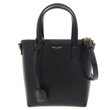 Near Mint SAINT LAURENT Mini Toy Shopping Bag Black Box Leather Handbag Shoulder