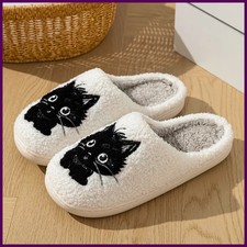 Winter Women's Slippers Indoor Cartoon Black Cat Cute Girls Slipper Bedroom