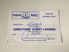 RARE TICKET STUB EVERTON V WATFORD DIRECTORS BOX LOUNGE PASS 1985 