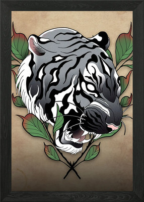 Tiger Tattoo König Gerahmtes Wandbild Poster Leinwanddruck Bild