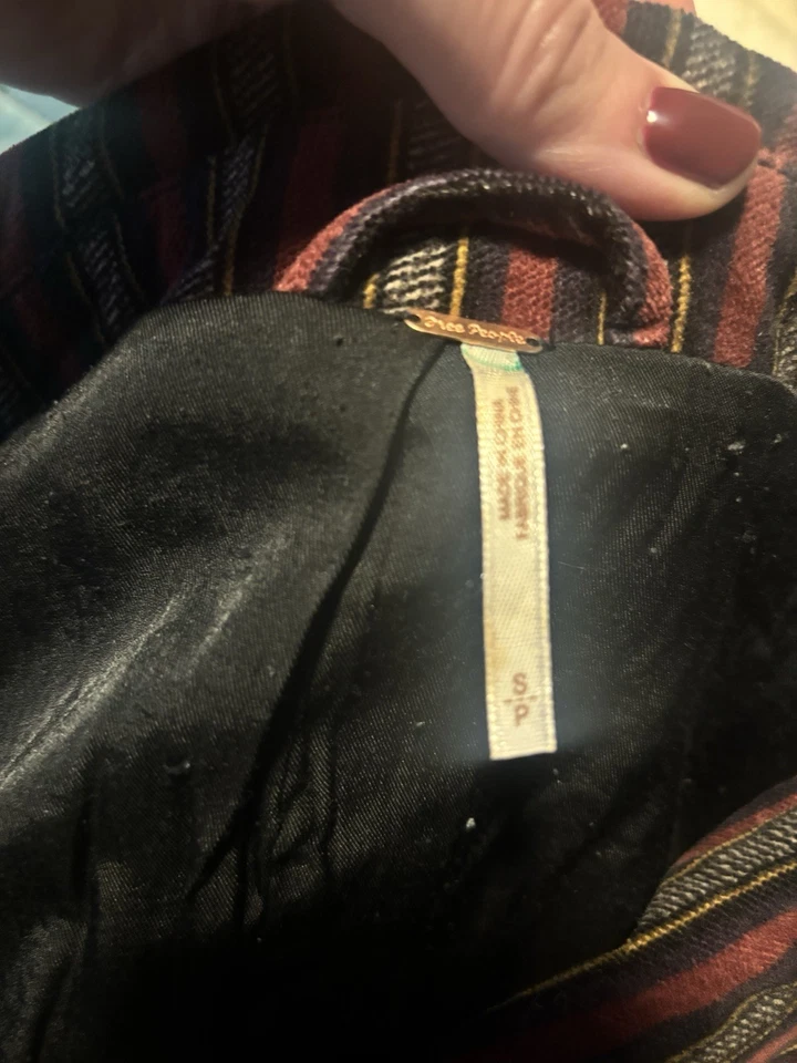 Blazer de pana de terciopelo a rayas Free People para mujer - granate/negro - pequeño Foto 4 de 4