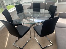 Designer Glass Dining Table Stylish Modern 6 Chairs Set