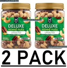 2 PACK - Member's Mark Unsalted Deluxe Mixed Nuts 34 oz. {Total 68 oz.} Kosher