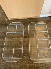 Set of 2 Organizing Trays with Handles clear acrylic plastic