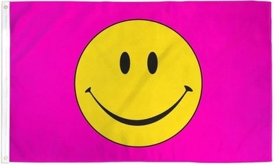 Pink Happy Face Flag 3x5ft Smiley Face :) emoji Flag 100D
