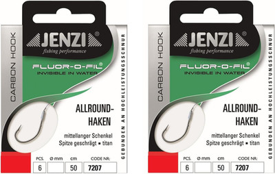 Set: 2 Packungen JENZI gebundene Allroundhaken Angelhaken (12 Stück), an Fluor C