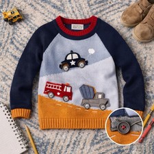 Fire Truck Sweater Boys 4-5 Ministry of Rascals Vehicle Knit Police Construction