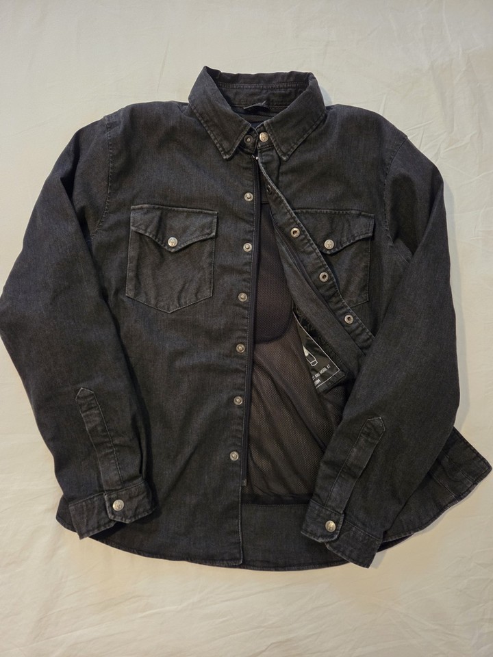 Road Armor Protective Biker Shirt - Denim Charcoal - Size L - Skull ...