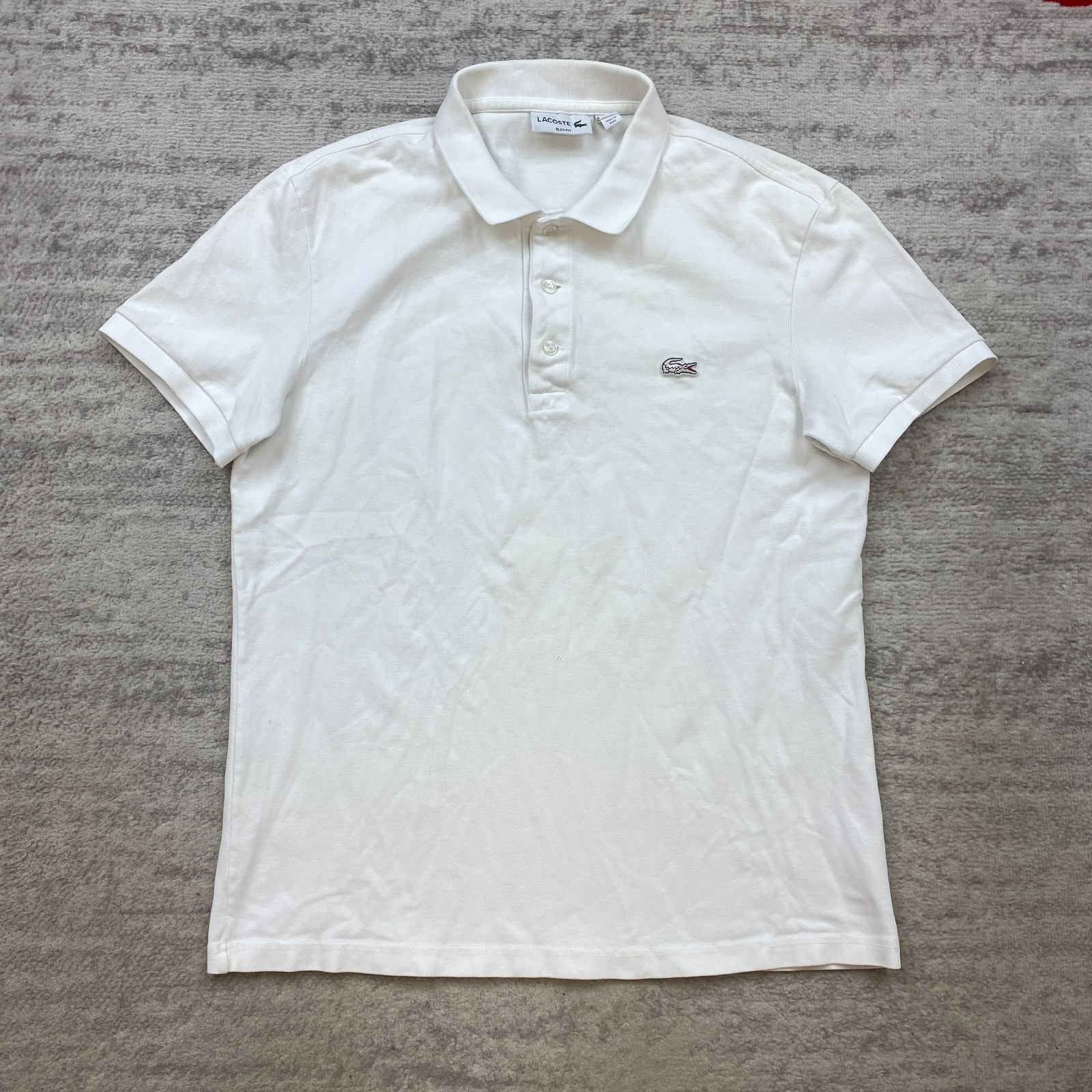 Lacoste Polo Shirt Medium Size 4 White Crocodile Outdoors Preppy Casual Hike Men