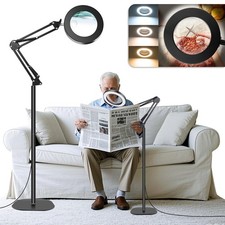 10X 30X Floor Magnifying Glass with Light and Stand, 72 LED Large Floor Magni...