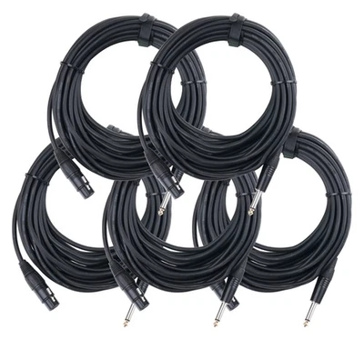 5x Set Femelle XLR vers Jack 6,35mm 1/4'' Microphone Câble Audio Signal Noir 10m - Photo 1/4