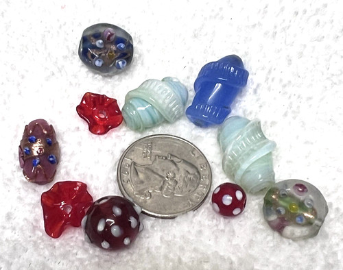 10 Vintage Handmade Art Glass lampwork Beads All Colors 1/4-7/8"