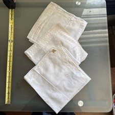 Set Of 3 Vintage Men  s Swiss Cotton Handkerchiefs Hand Rolled Embroidered Hankie