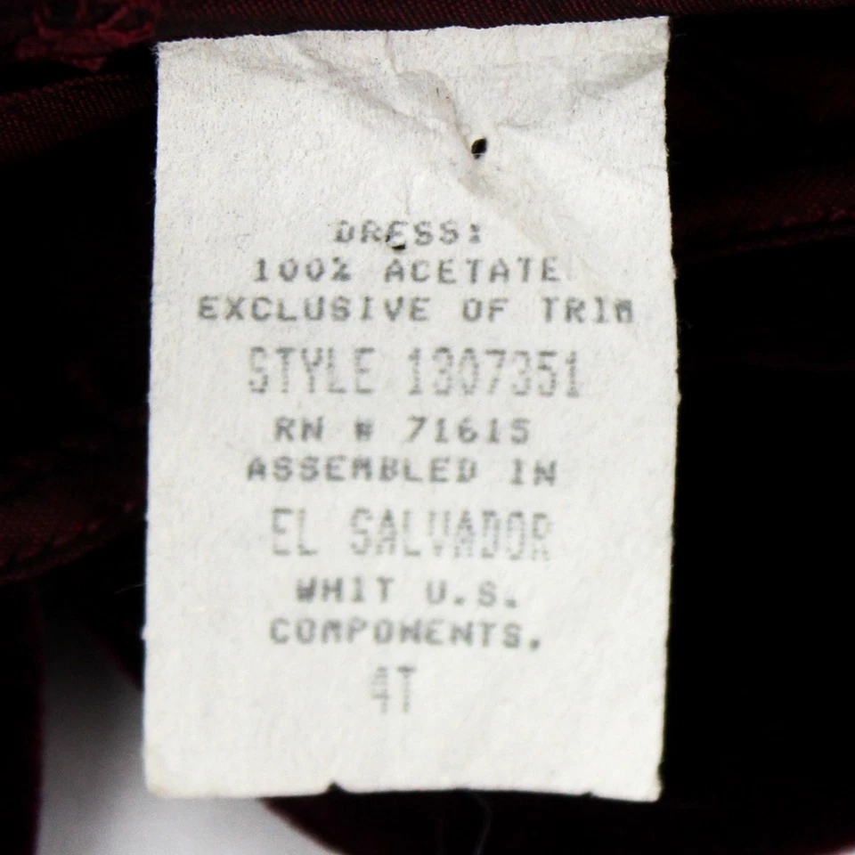 Vintage Burgundy Velvet Christmas Dress 4T Girl's Holiday Outfit - Image 3 of 4